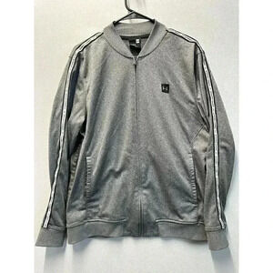 Under Armour Men's Size Large Full Zip TRACK JACKET Grey Sleeve Logo‎ Sweatshirt